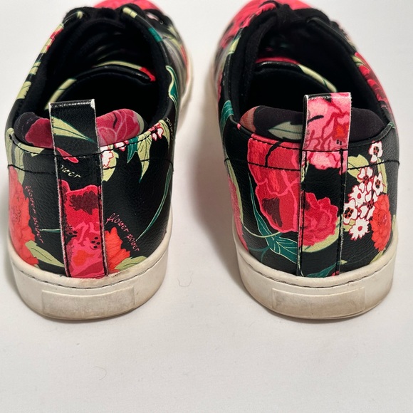 ALDO Floral Print Sneakers - Black & Red Rose Low Top Lace-Ups - Picture 5 of 7